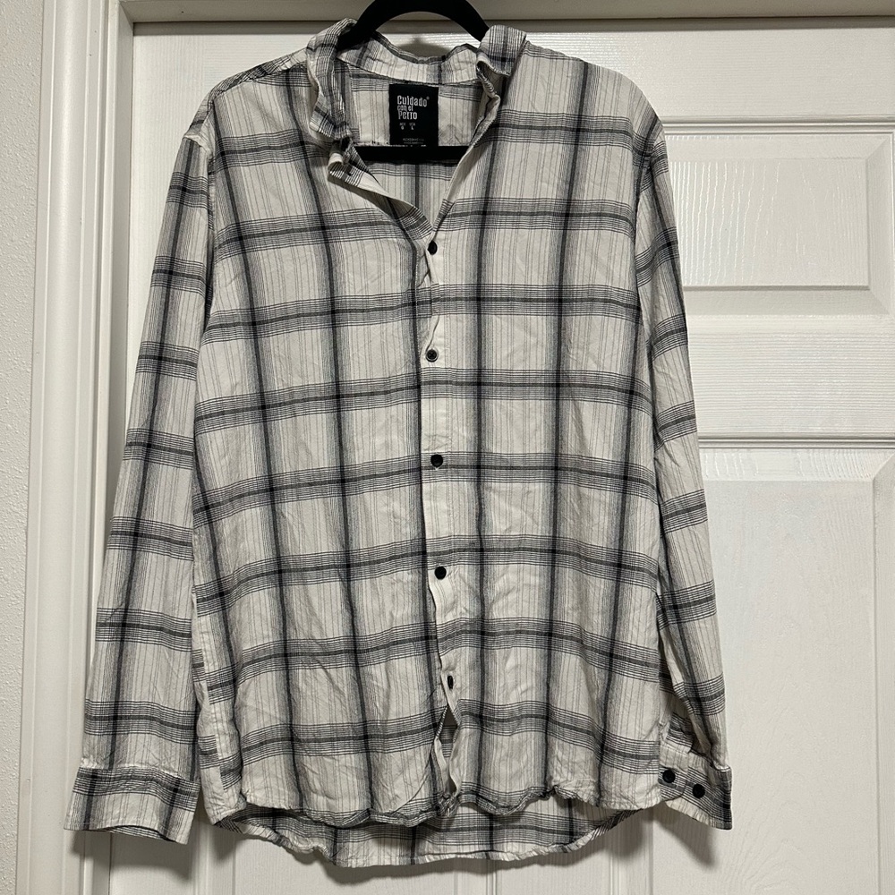 Cuidado con el Perro Black & White Flannel Men's L
